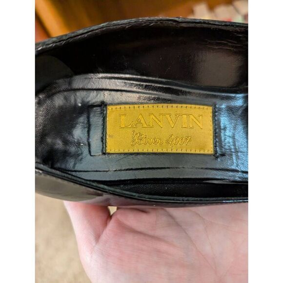 Lanvin Hiver Black Patent Leather Platform Pump High Heels Mary Jane Shoe 10 - Picture 2 of 9